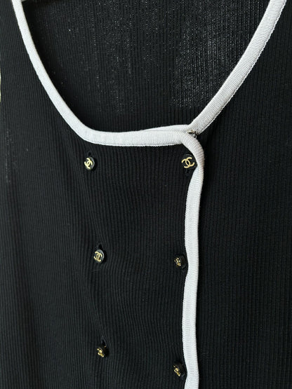 SS1995 Chanel double breasted button up tank top