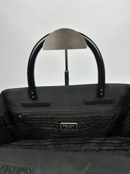 Vintage y2k prada nylon triangle logo plastic handle bag