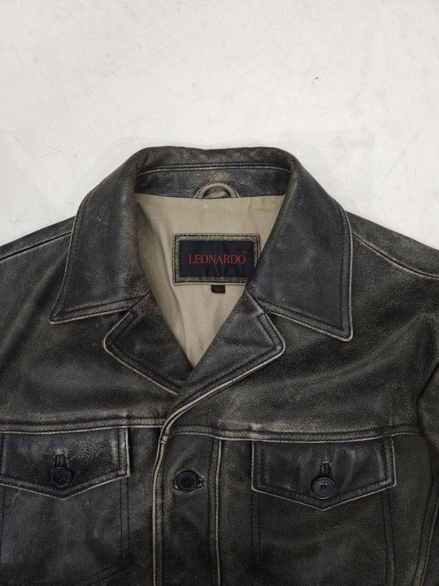 Vintage distressed leather overshirt