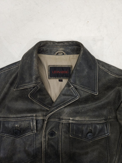 Vintage distressed leather overshirt
