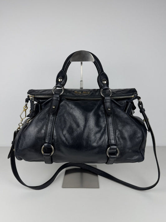 Miu miu vitello bow bag in deep navy