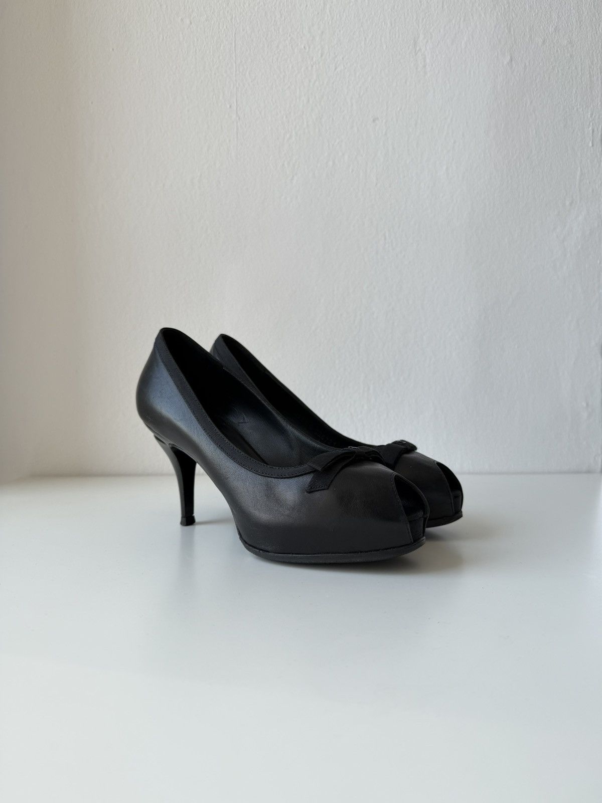 Chanel open toe pumps with bow