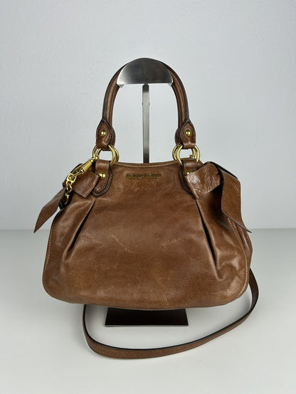 Miu miu mini bow bag in brown