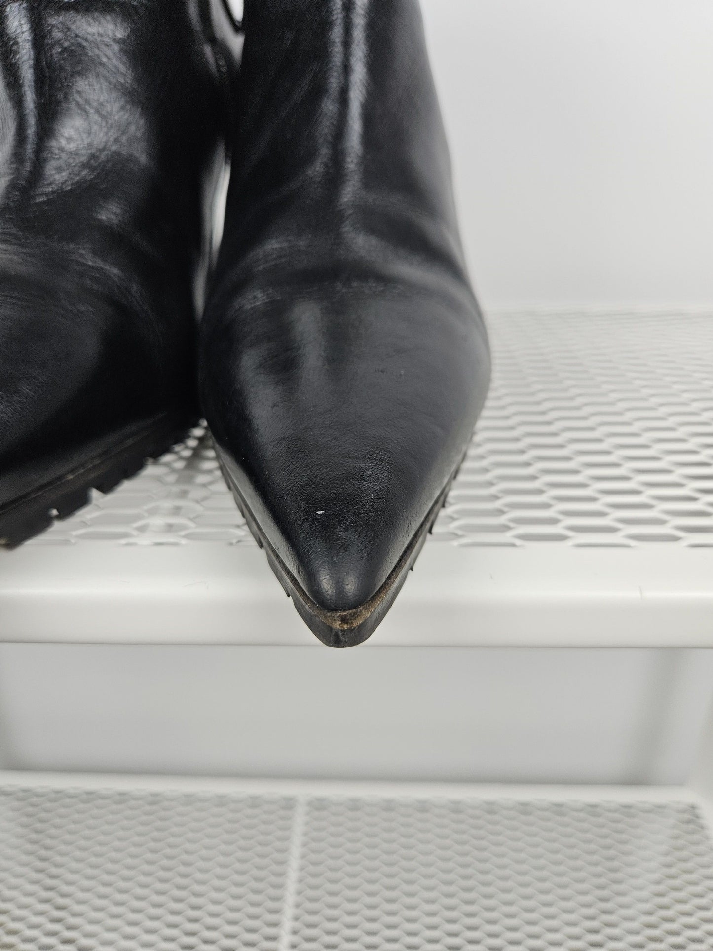 Miu Miu stiletto high heel ankle boots notched sole