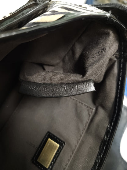 Y2k Fendi buckle striped velvet and ponyhair handbag