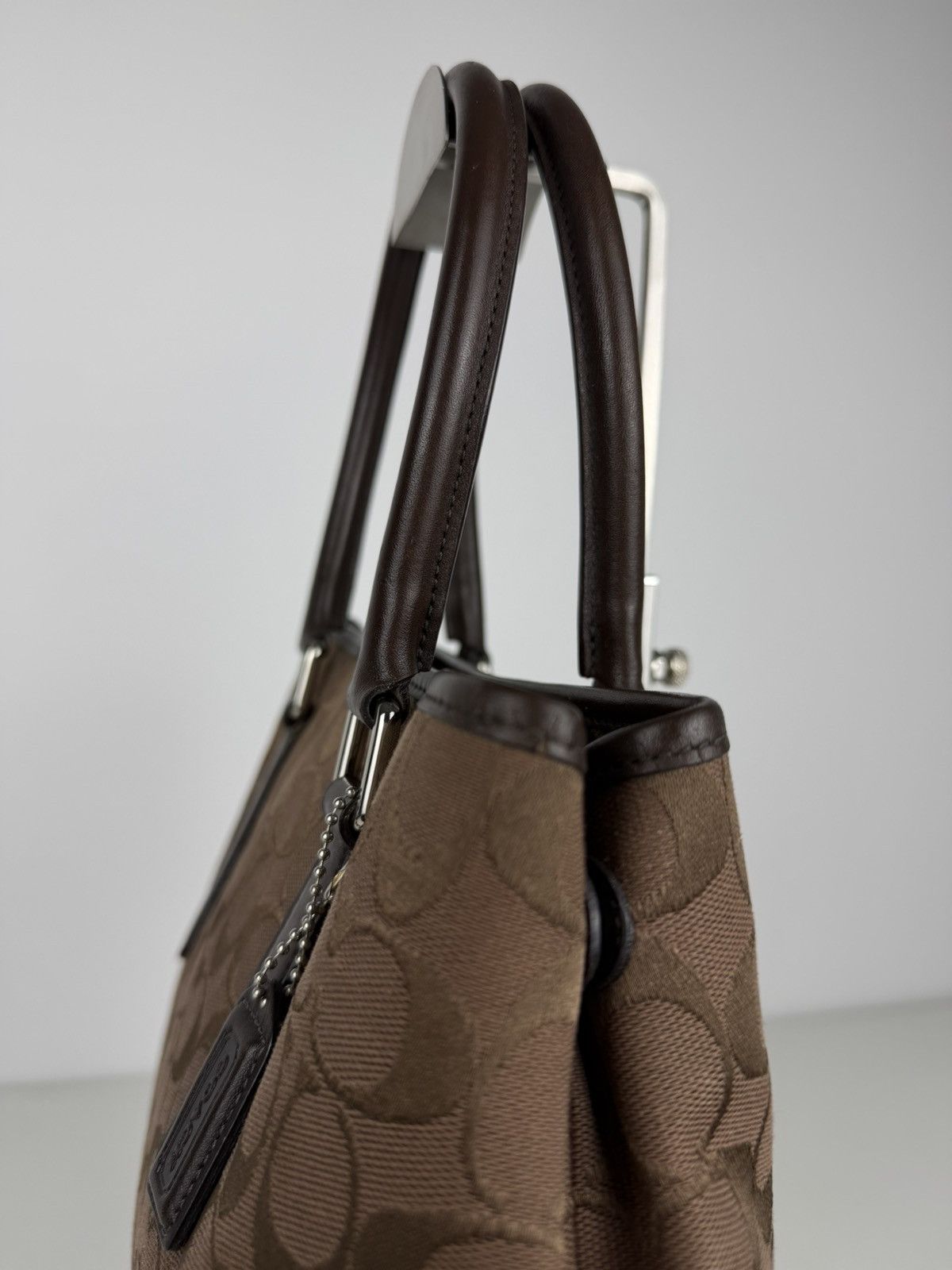 Coach Hamptons leather and canvas signature tote