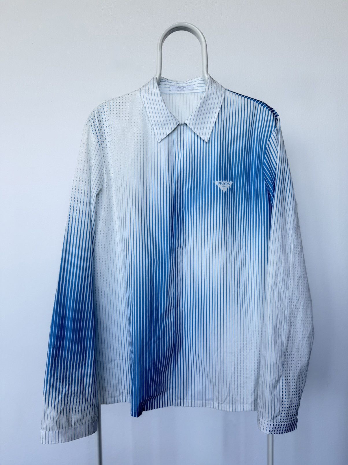 Prada gradient stripe chest logo shirt