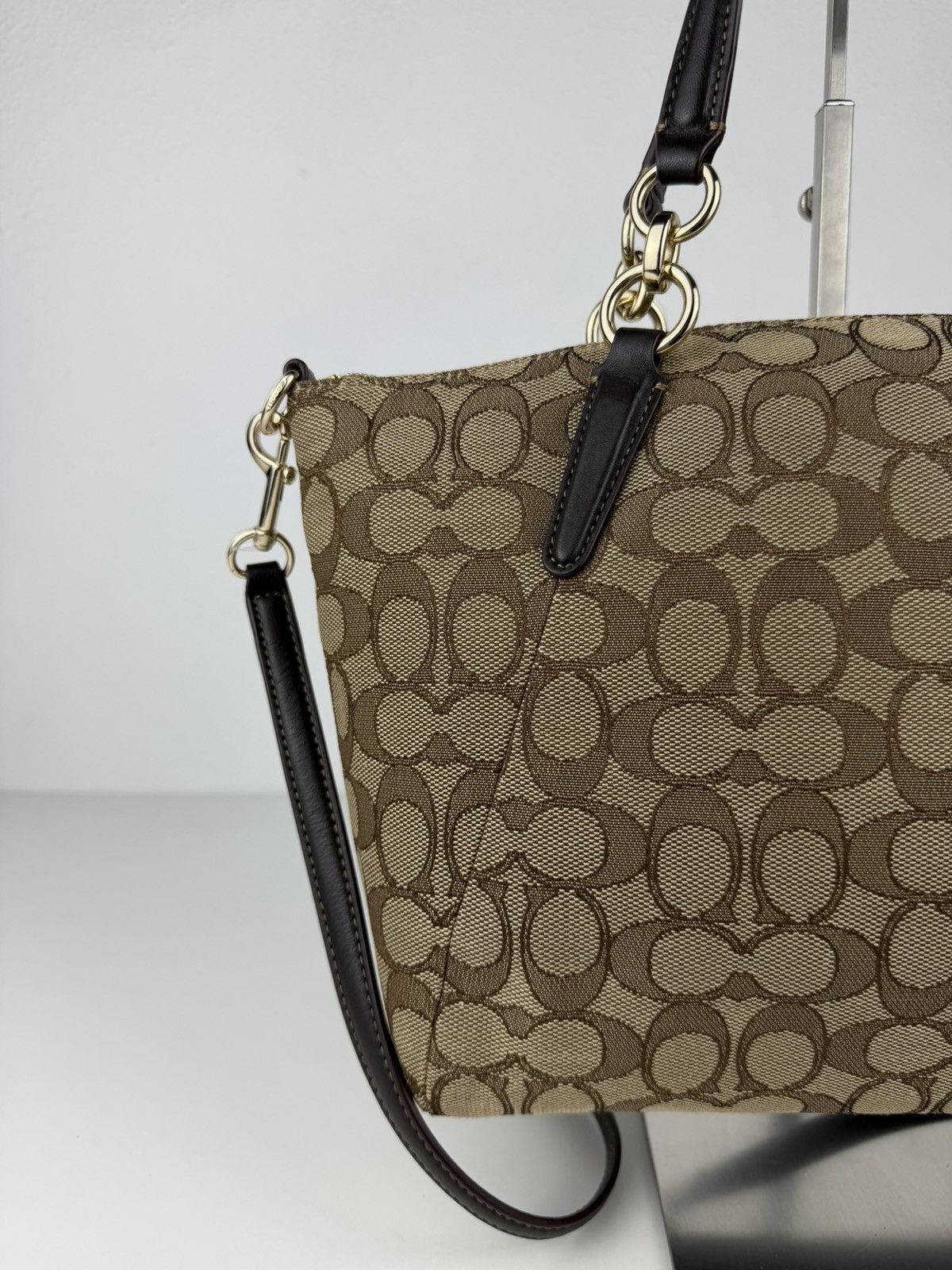 Coach signature jacquard and leather small kelsey satchel