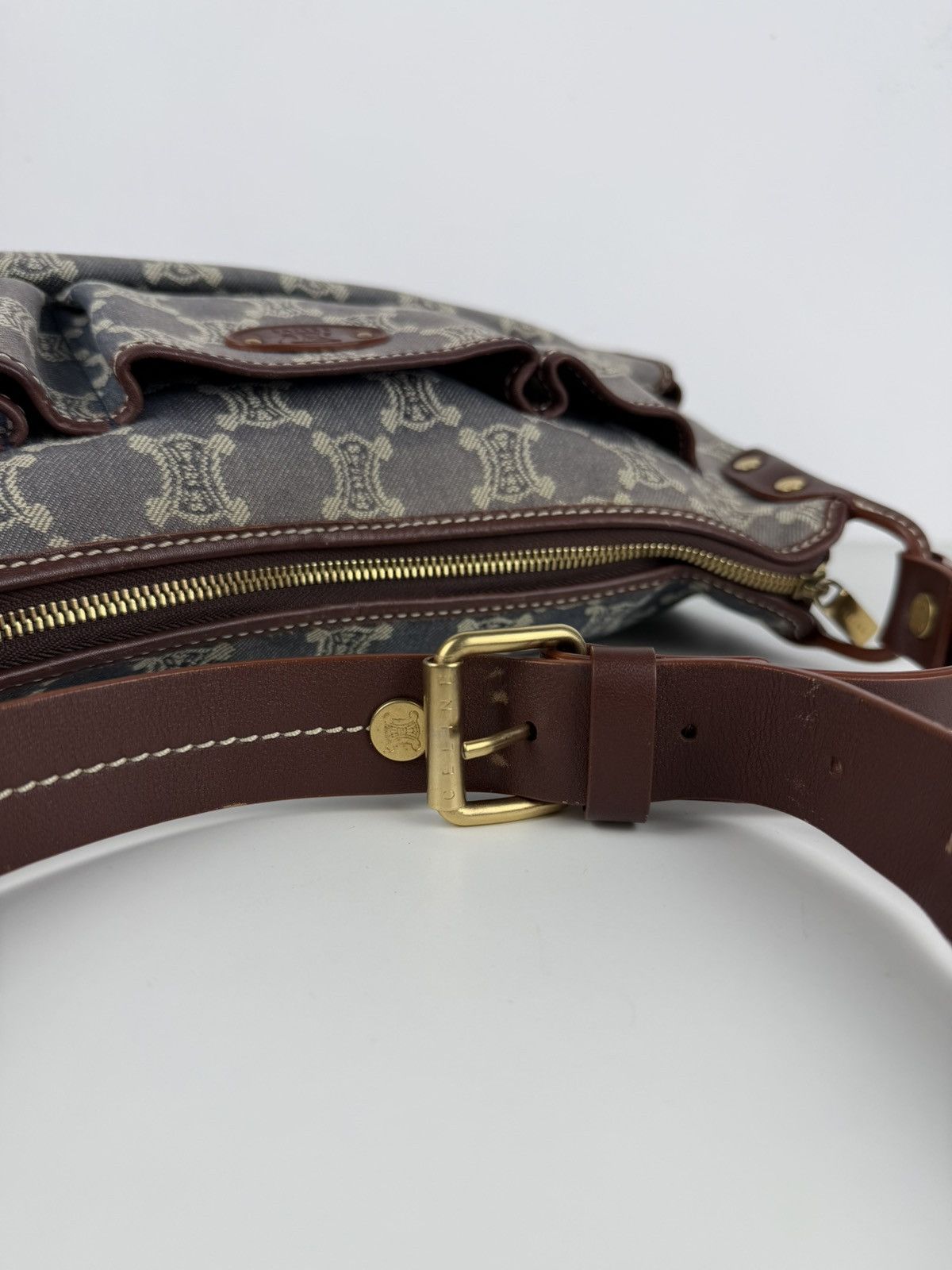 Celine macadam monogram denim shoulder/ crossbody bag
