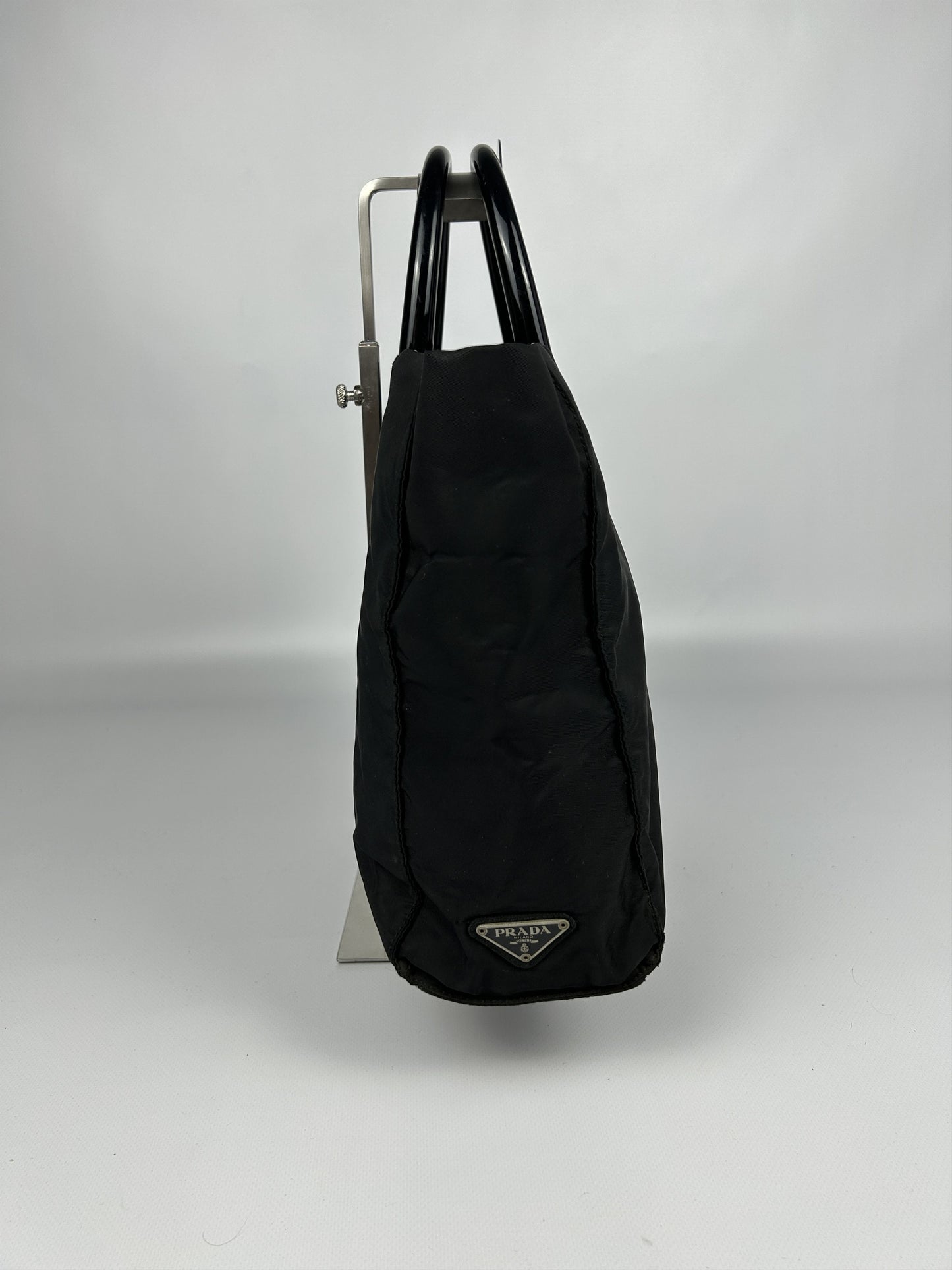 Vintage y2k prada nylon triangle logo plastic handle bag