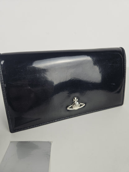 Vivienne Westwood orb black patent leather wallet