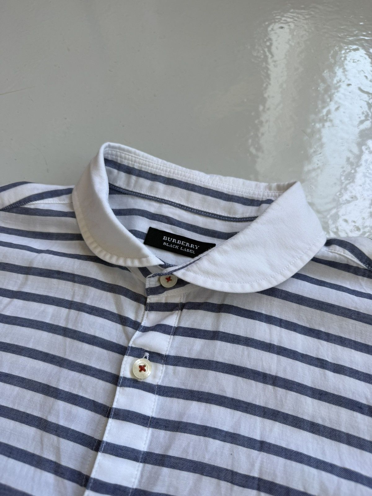 Burberry black label striped short sleeve shirt