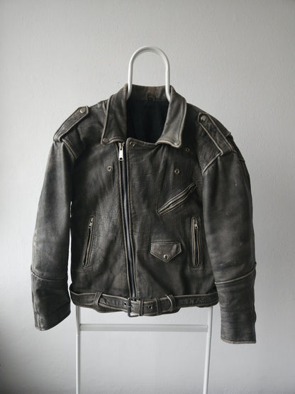 Vintage distressed ramones biker leather jacket