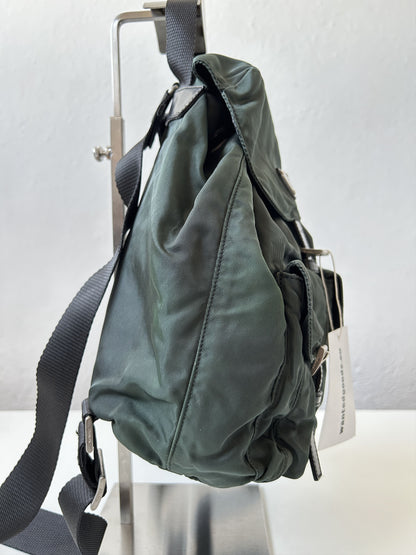 Vintage 90s Prada nylon triangle logo small cargo backpack