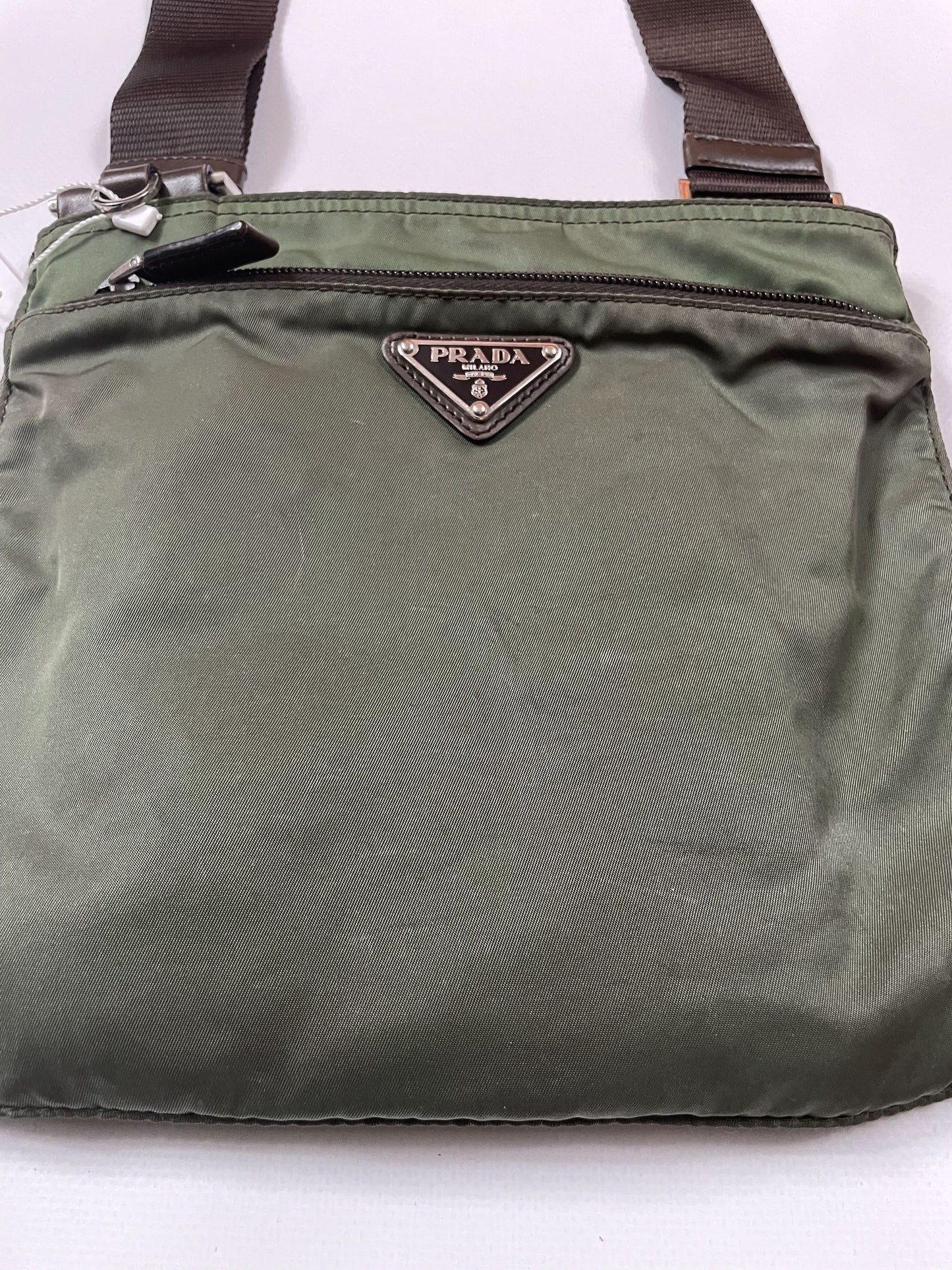 Prada nylon triangle logo small shoulder crossbody bag