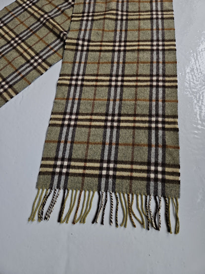 Vintage Burberry green nova check cashmere scarf