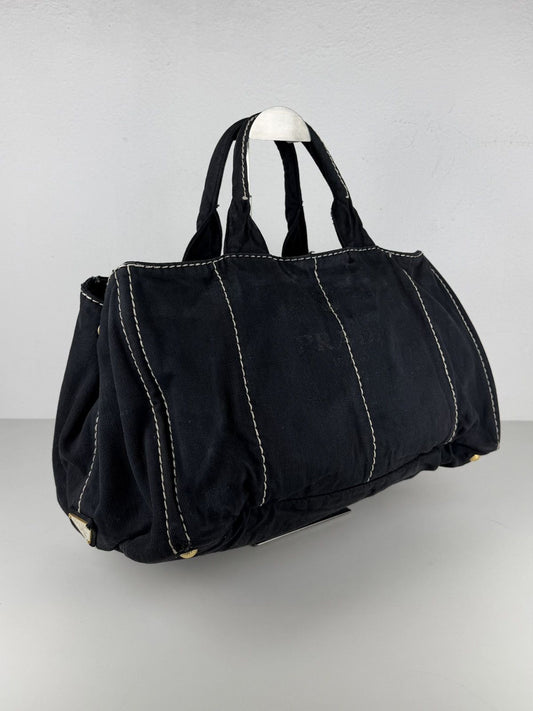 Prada canapa large canvas tote bag