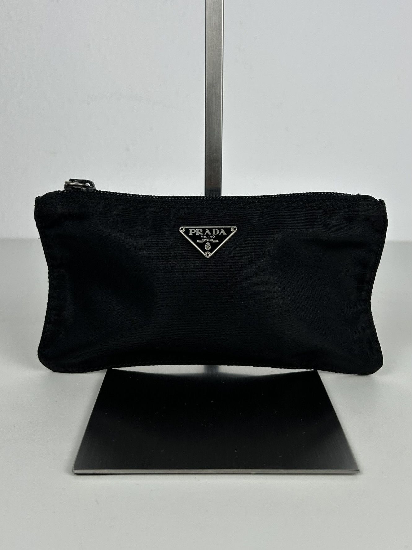 Prada nylon triangle logo mini pouch