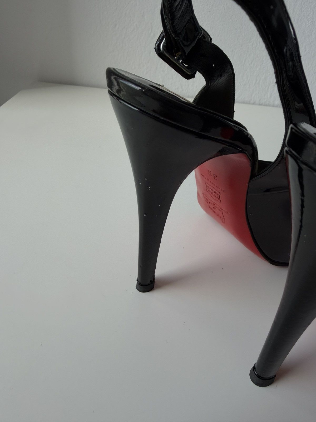 Christian Louboutin Rolande patent leather slingback pumps