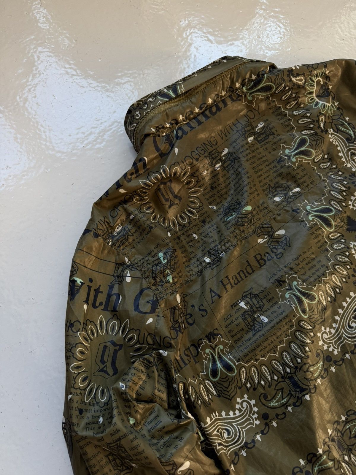 John Galliano newspaper print windbreaker jacket