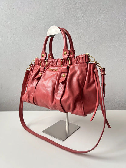 Miu miu vitello bauletto aperto handbag in coral pink