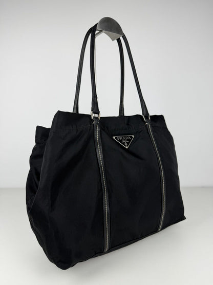 Prada tessuto nylon triangle logo tote bag