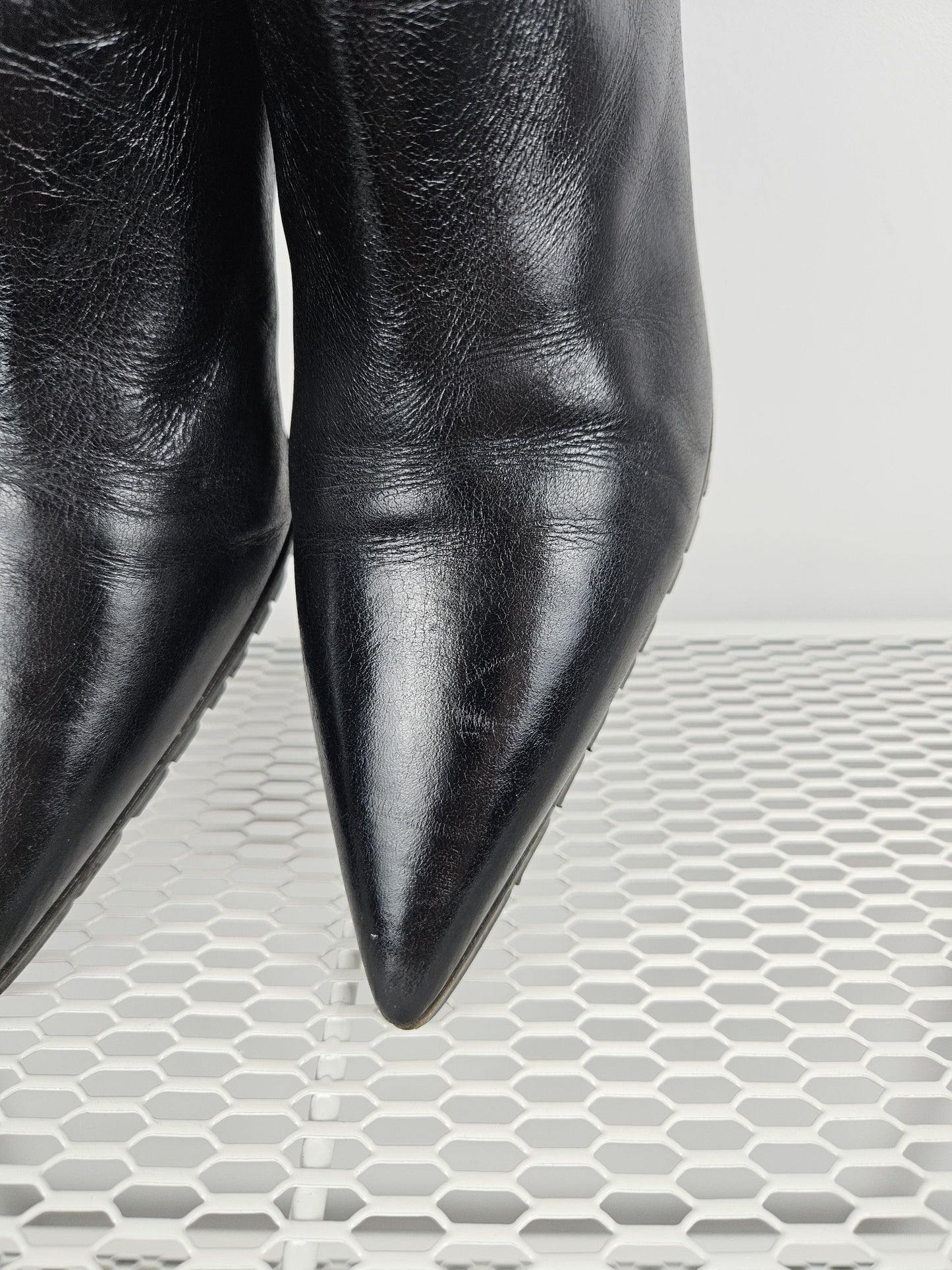 Miu Miu stiletto high heel ankle boots notched sole