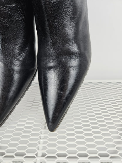 Miu Miu stiletto high heel ankle boots notched sole