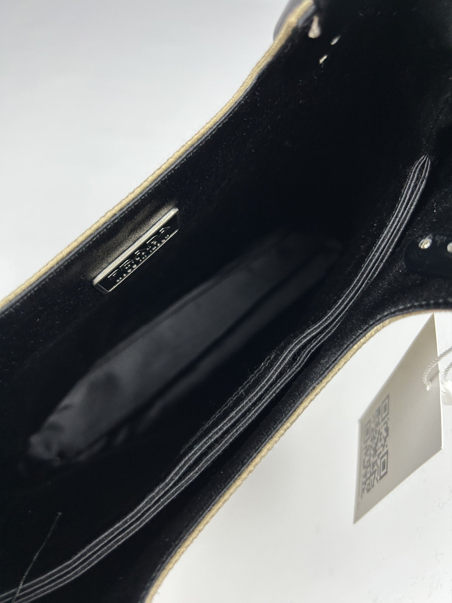 Prada triangle logo velvet plastic handle mini tote bag