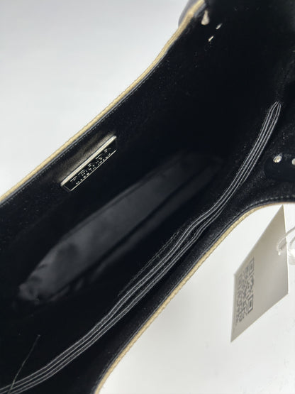 Prada triangle logo velvet plastic handle mini tote bag