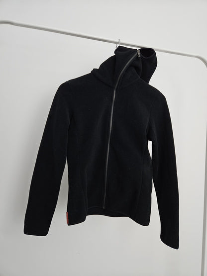Prada sport red tab ninja fleece hoodie asymmetric zip