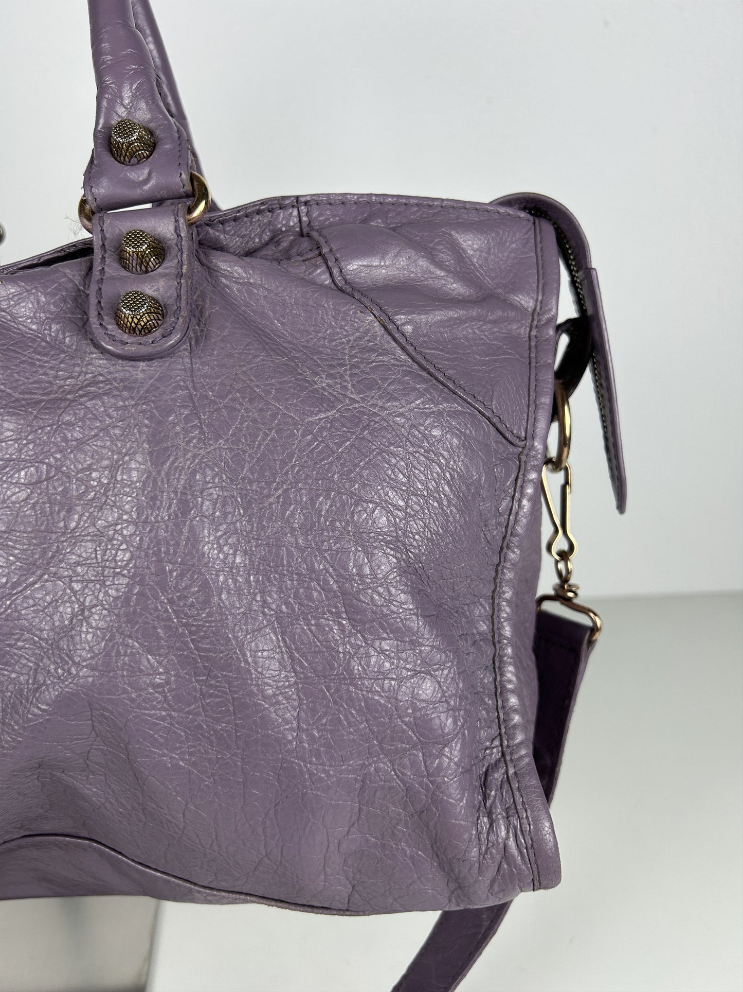 Balenciaga part time giant hardware city bag in lilac