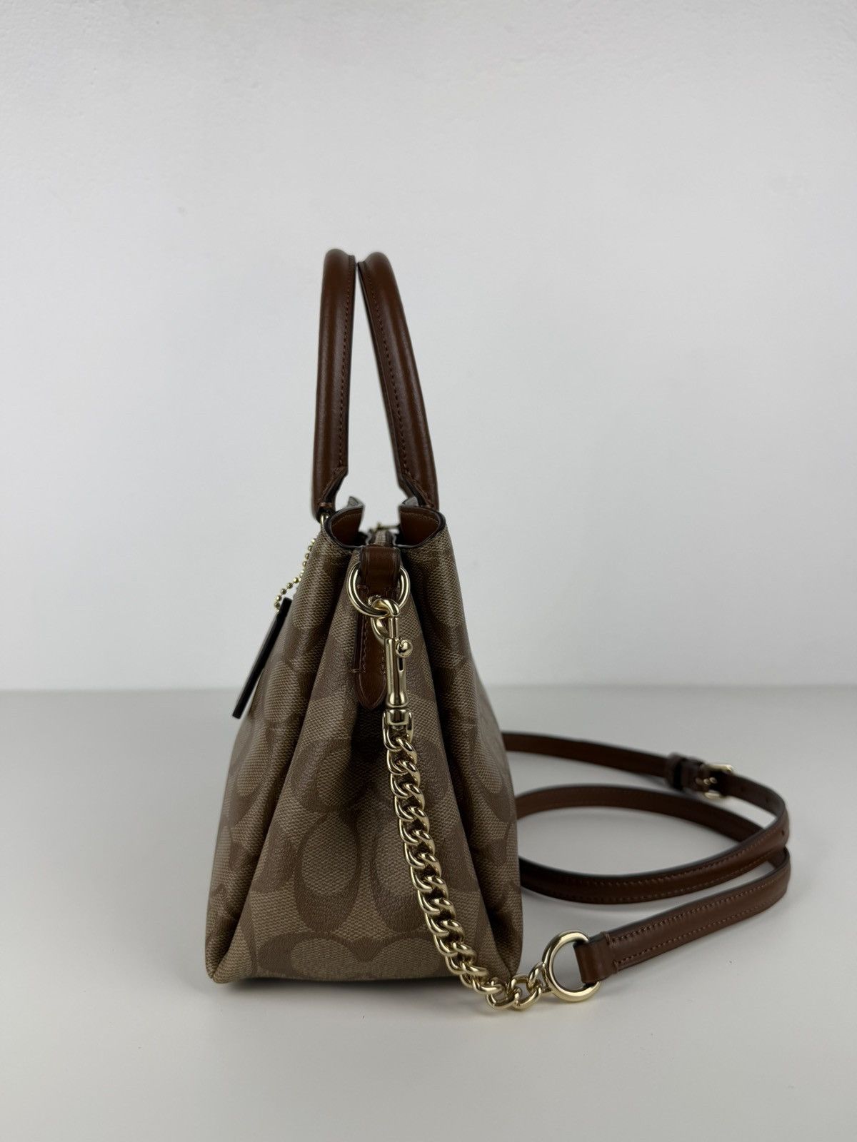 Coach coated signature mini sage carryall handbag