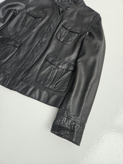 Archive y2k multipocket cropped lambskin leather jacket