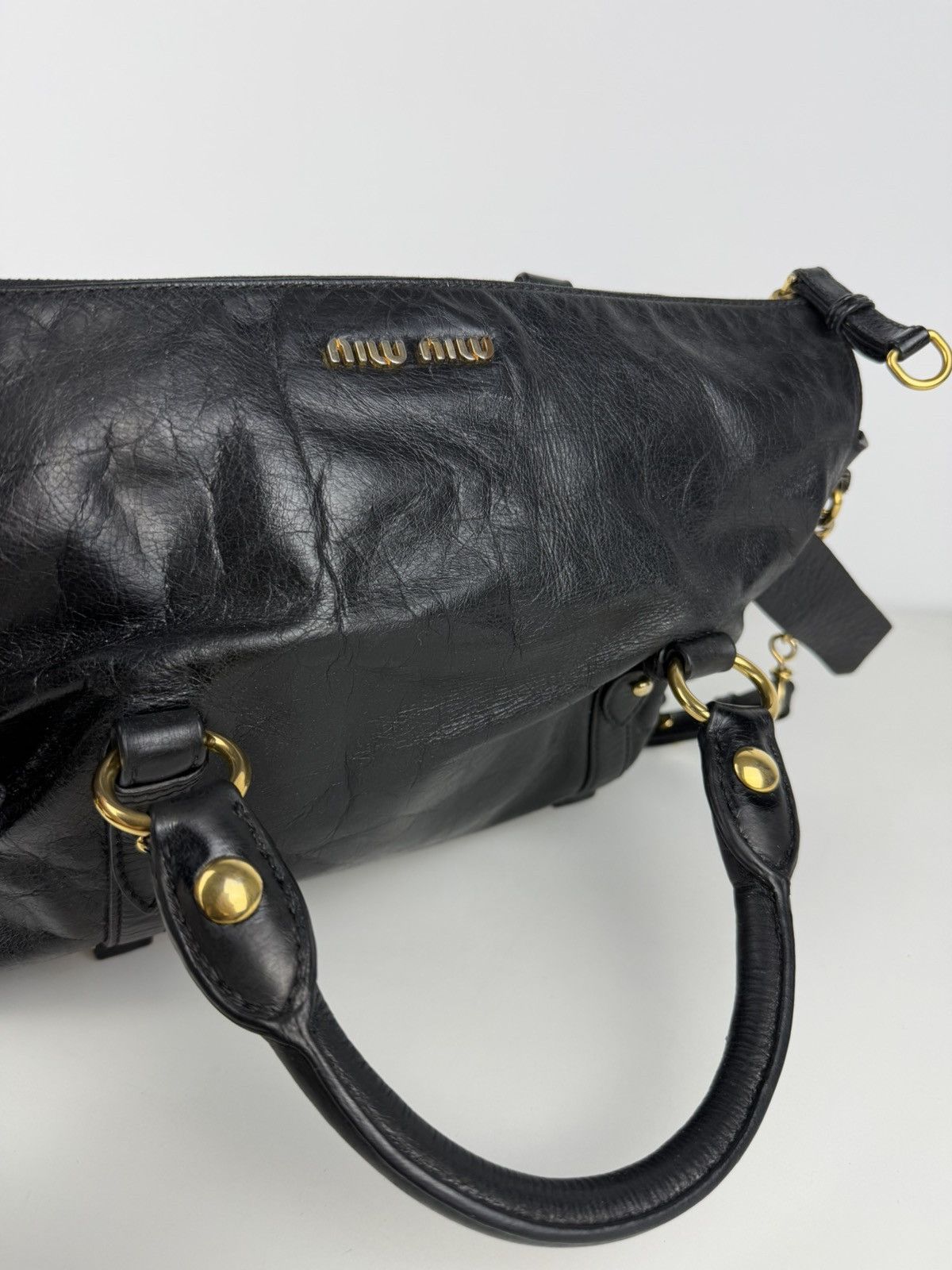 Miu miu vitello bow bag in black