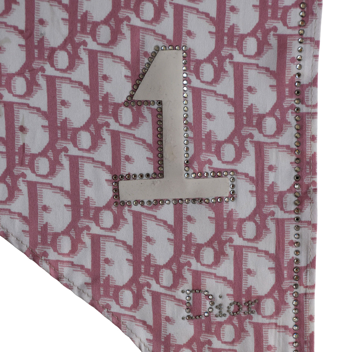 Dior trotter rhinestone embellished silk scarf John Galliano era