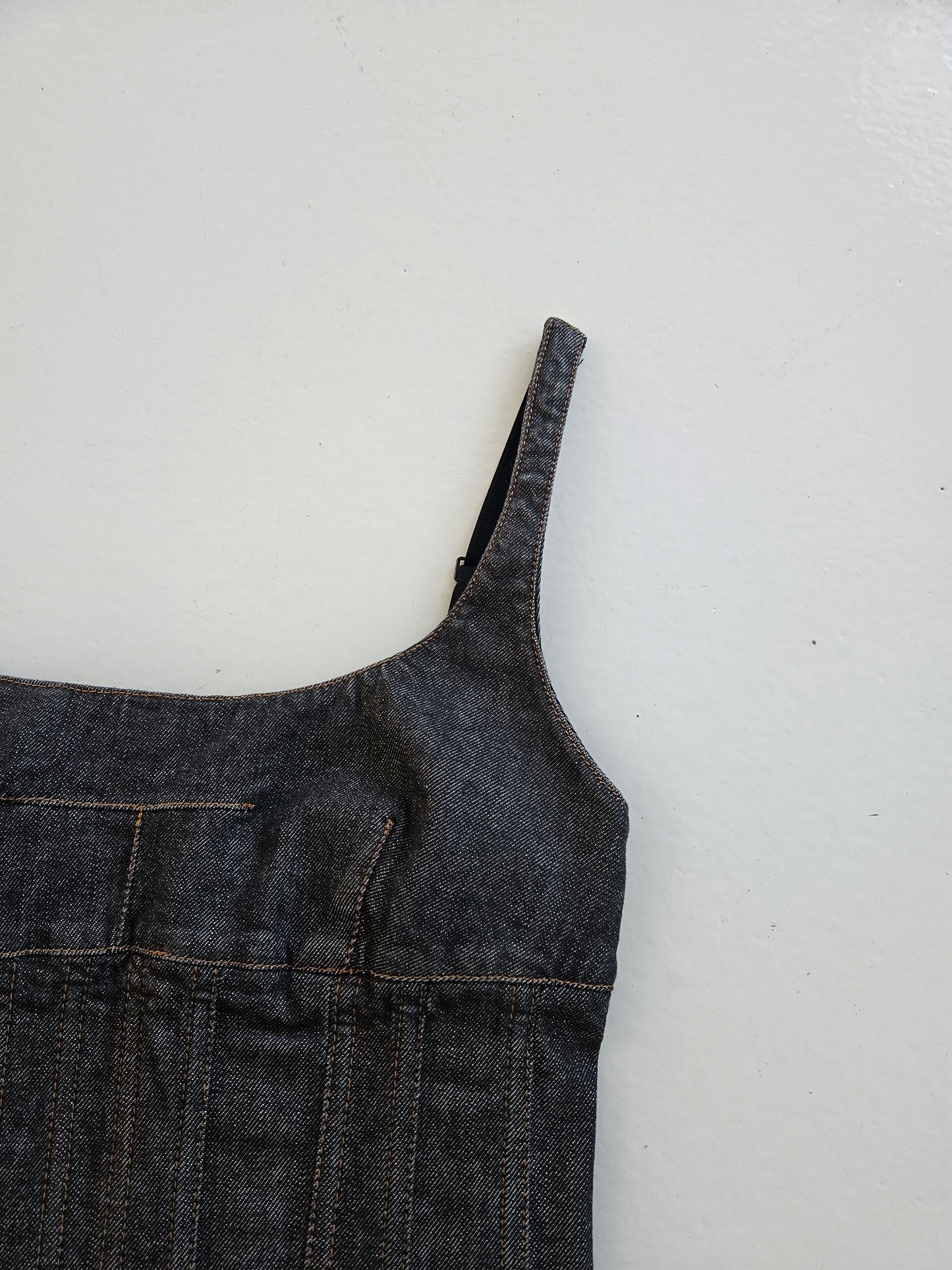 Archive y2k Dolce gabbana denim pleated corset top