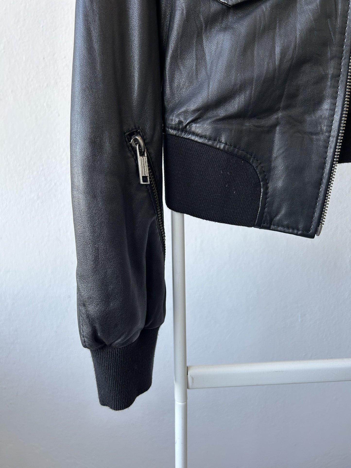 Archive Diesel cropped lambskin leather bomber jacket