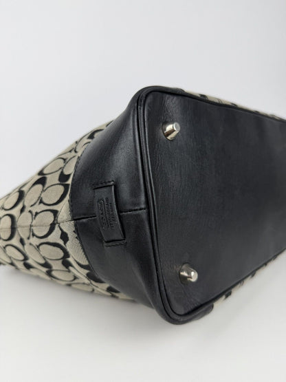 Coach signature leather and canvas tote bag