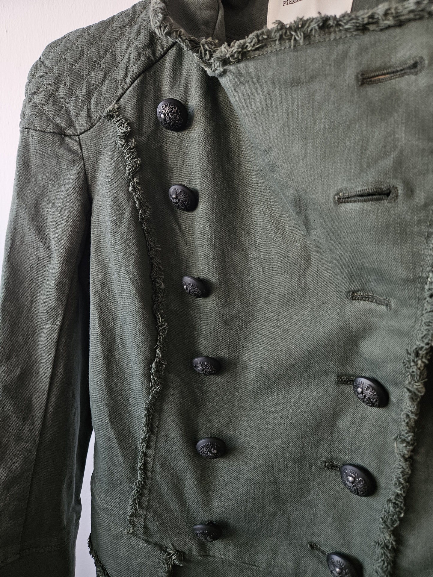 Pierre Balmain raw edge double breasted napoleon coat