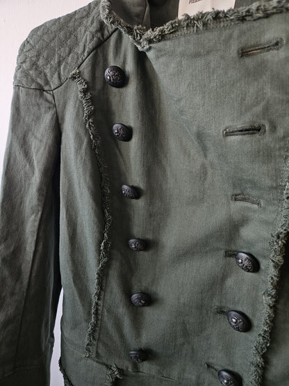 Pierre Balmain raw edge double breasted napoleon coat