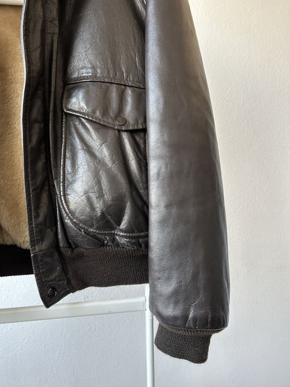 Vintage aviator shearling leather jacket