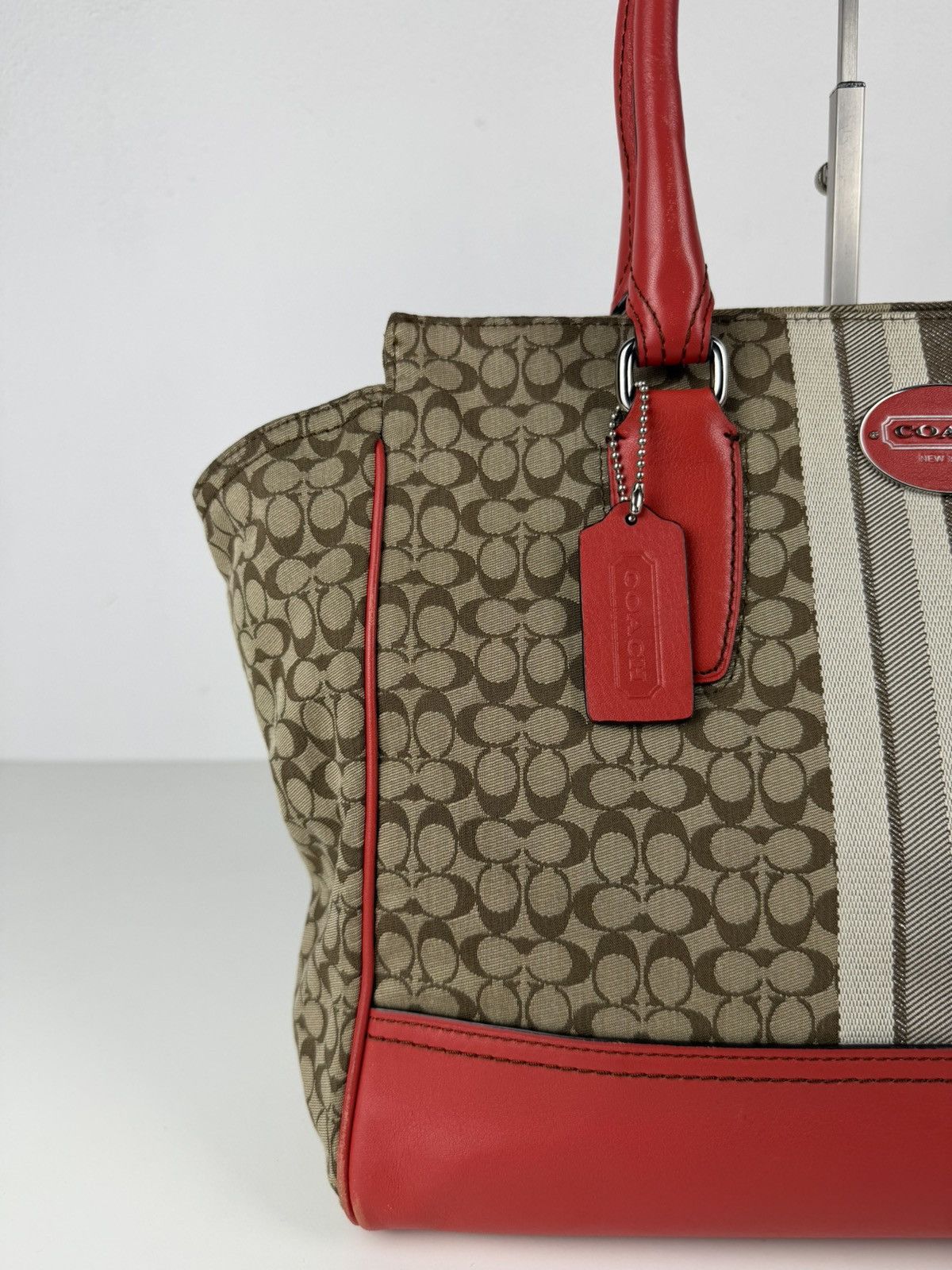 Coach legacy stripe candace carryall tote