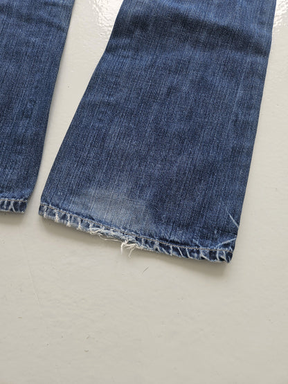 Vintage distressed bootcut low waisted denim