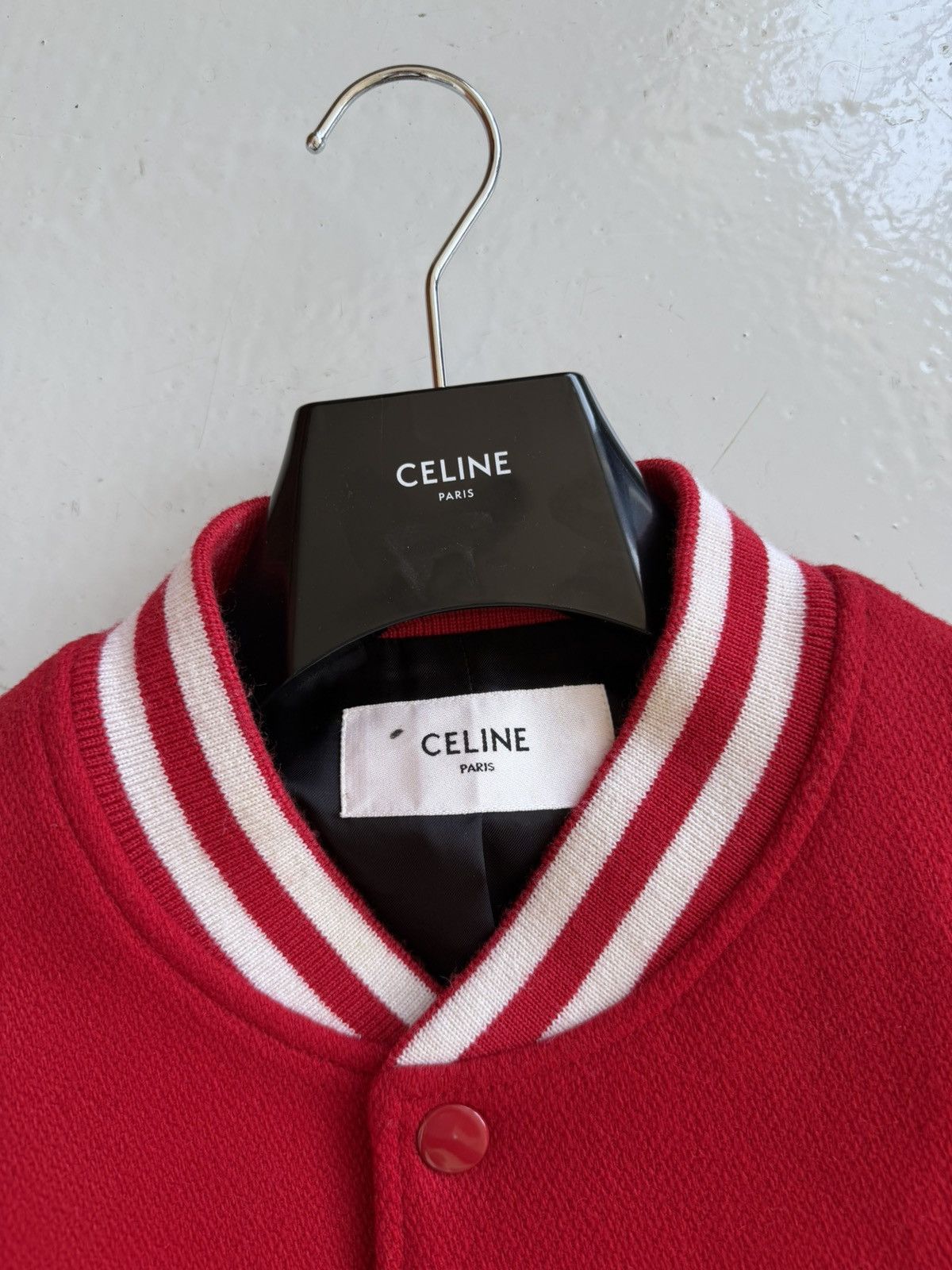 Celine Jackson C patch teddy varsity jacket
