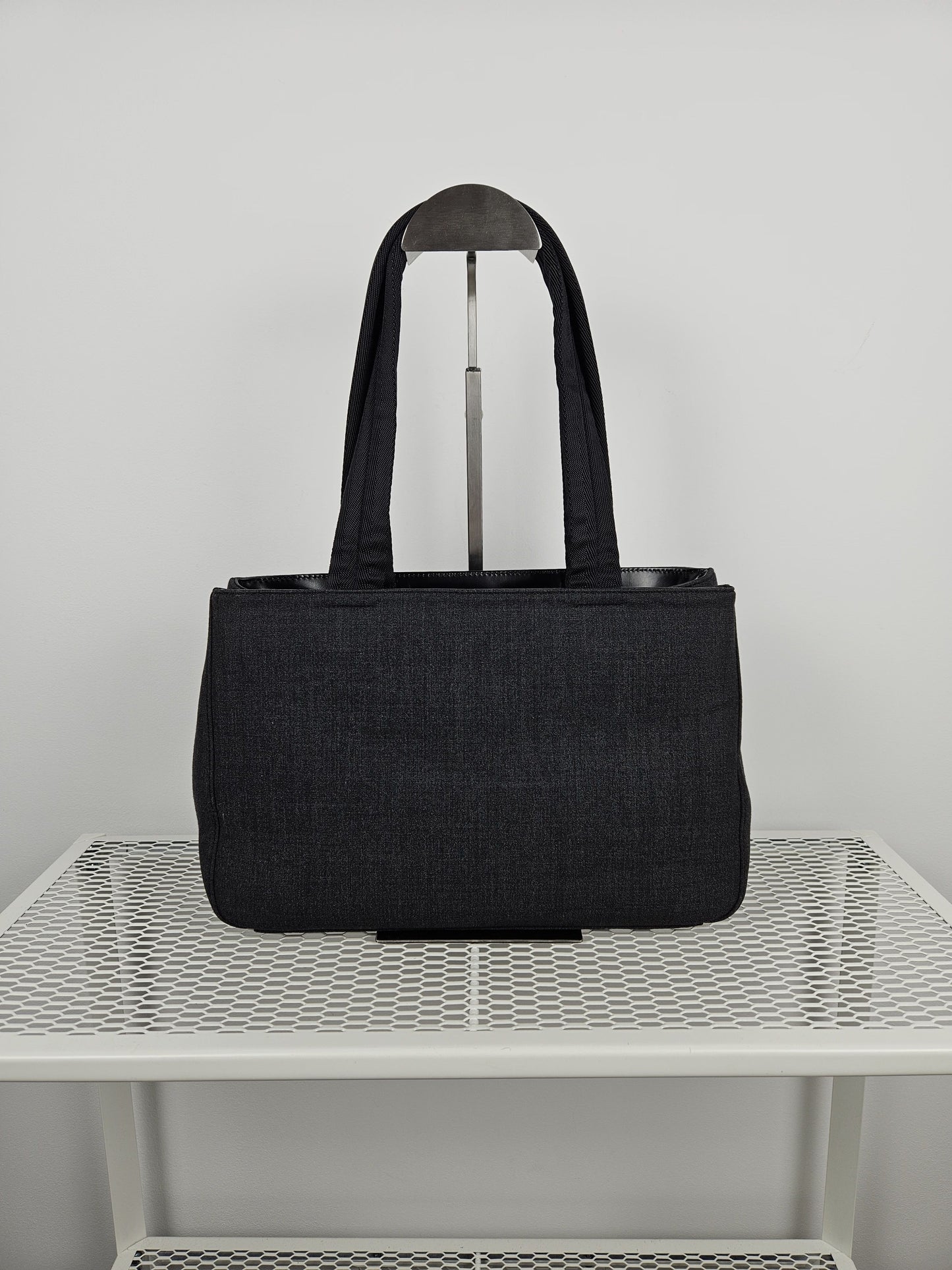 Archive AW1999 prada sport black tab wool and nylon tote bag