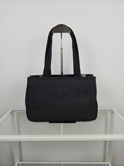 Archive AW1999 prada sport black tab wool and nylon tote bag