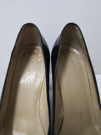 Archive Gucci square toe block heel pumps mules