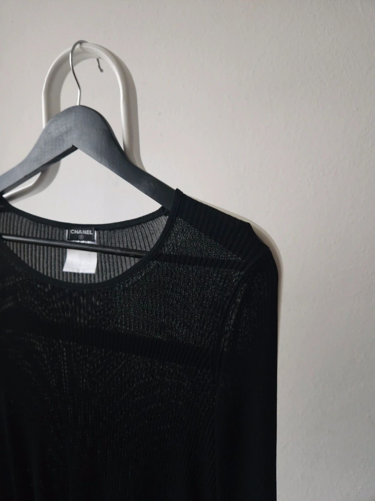 SS2001 Chanel viscose ribbed see through knit