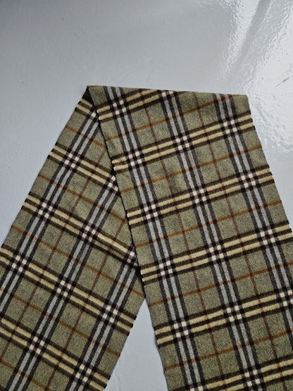 Vintage Burberry green nova check cashmere scarf